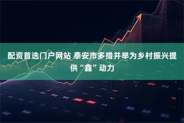配资首选门户网站 泰安市多措并举为乡村振兴提供“鑫”动力